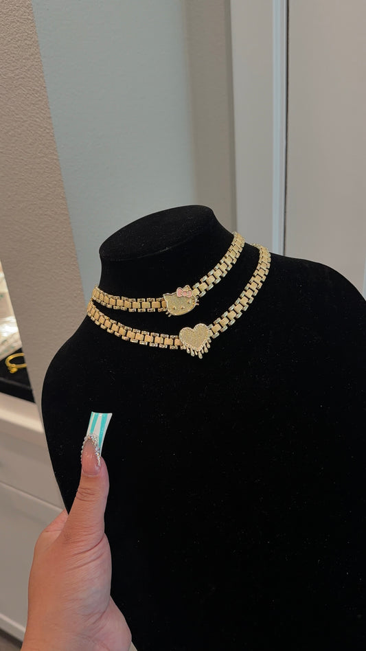 HK/Heart drop Rolex necklace